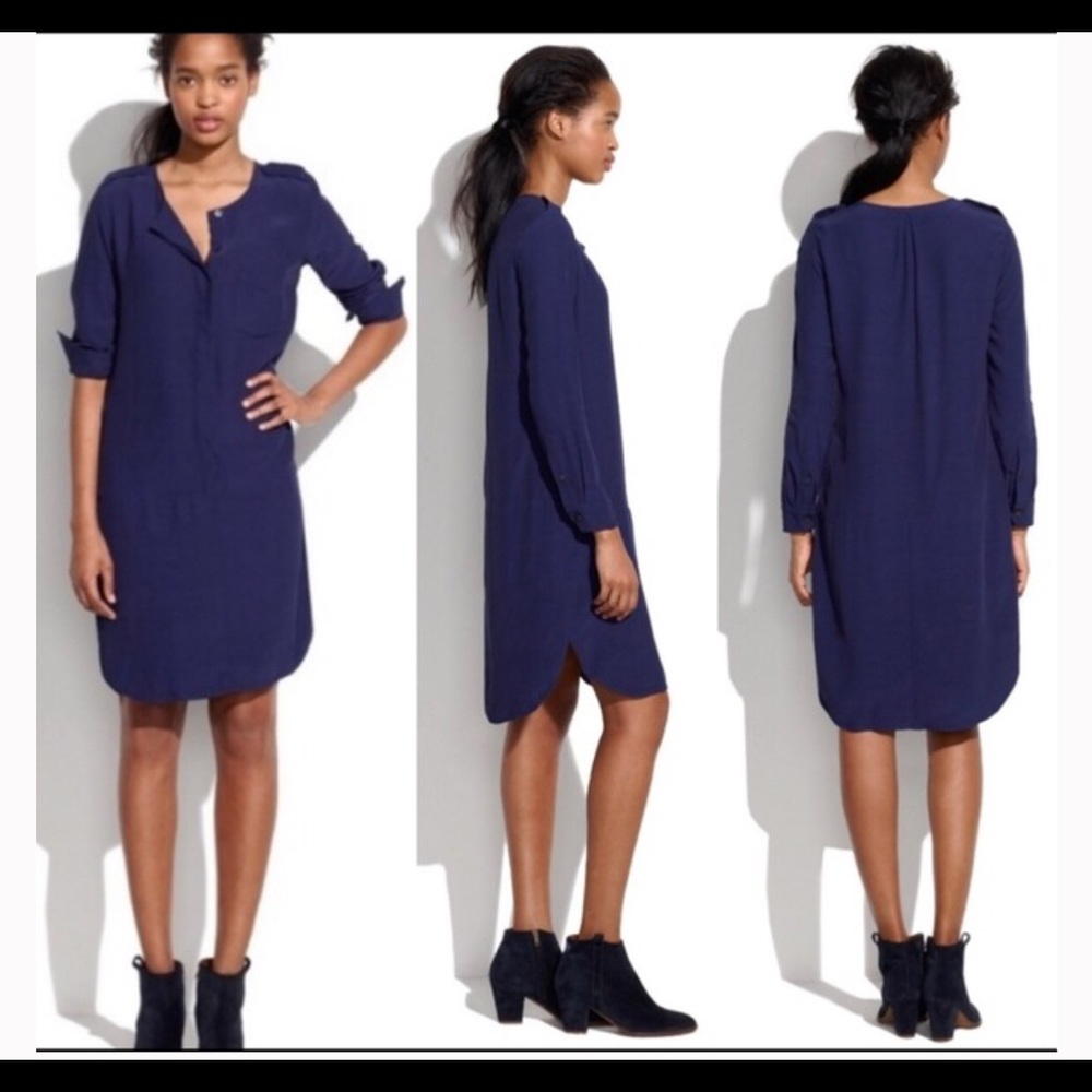 Madewell Navy Blue Cargo Tunic Shirt Dress